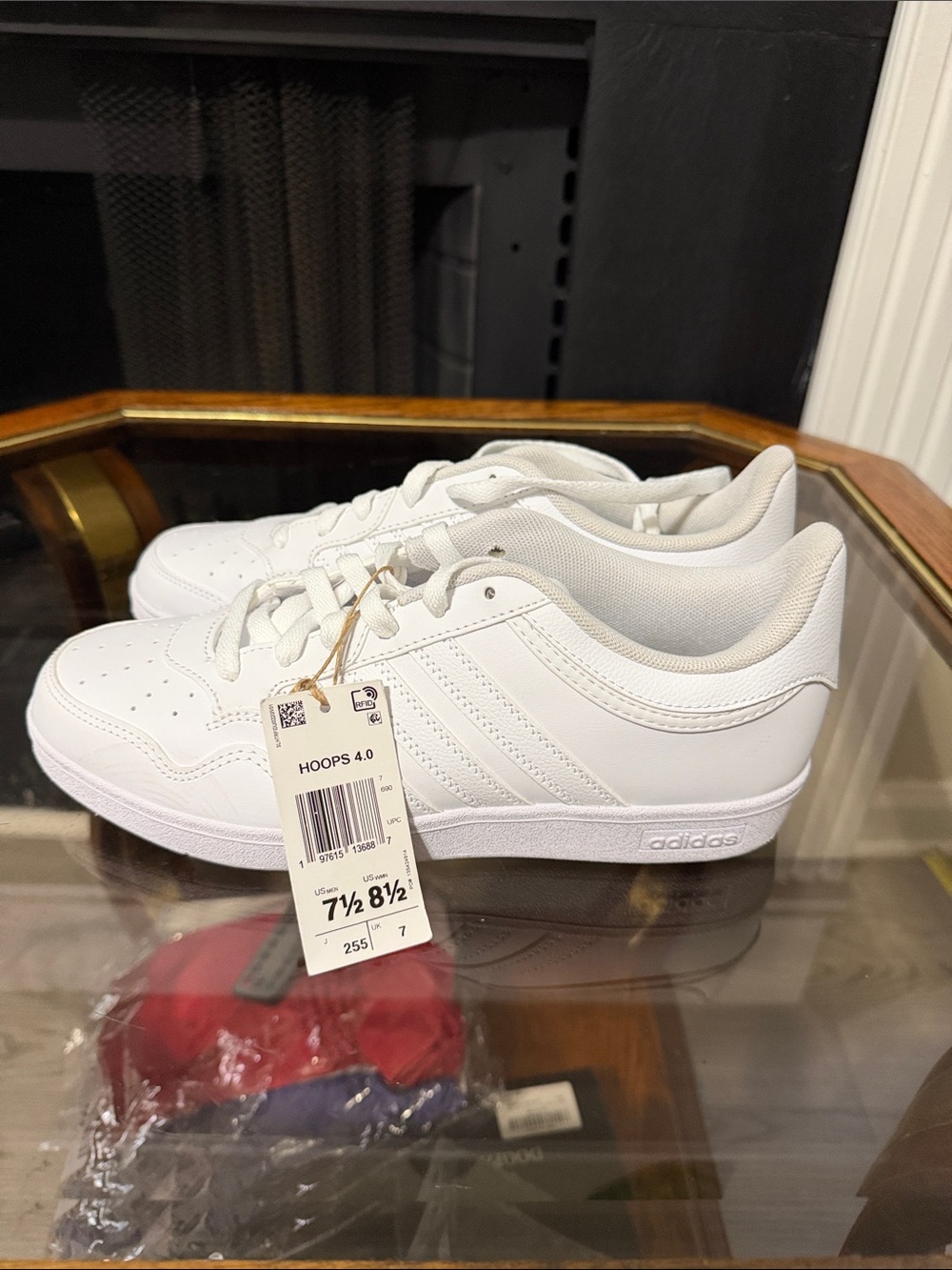 adidas White Hoops 4.0 Low-Top Sneakers